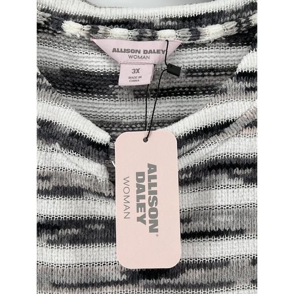 Allison Daley Sweater Womens 3X Striped Textured Pullover Ring Detail - Picture 2 of 9
